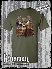 American Deer T-Shirt USA Flag Whitetail Buck Hunting Outdoors