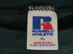 Vintage Russell Athletic Blank Green T Shirt Tag Size XL Made in USA