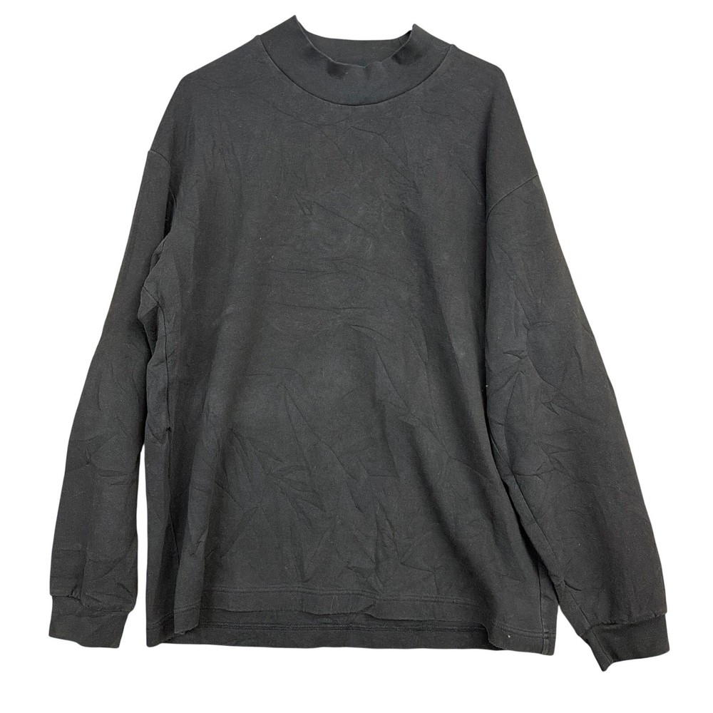 Uniqlo Mens Shirt Black Thick High Neck Stretch Minimalist Dark Academia L