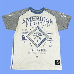 American Fighter exclusively made for Buckle patriotic Ringer tshirt L