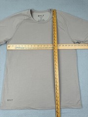 BYLT Premium Crew Shirt Mens XL Beige Short Sleeve Raglan Straight Hem Stretch