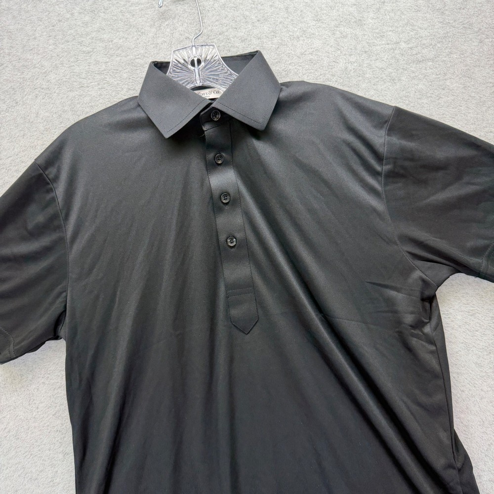Collars & Co Dress Collar Polo Shirt Mens Small Black Performance Stretch