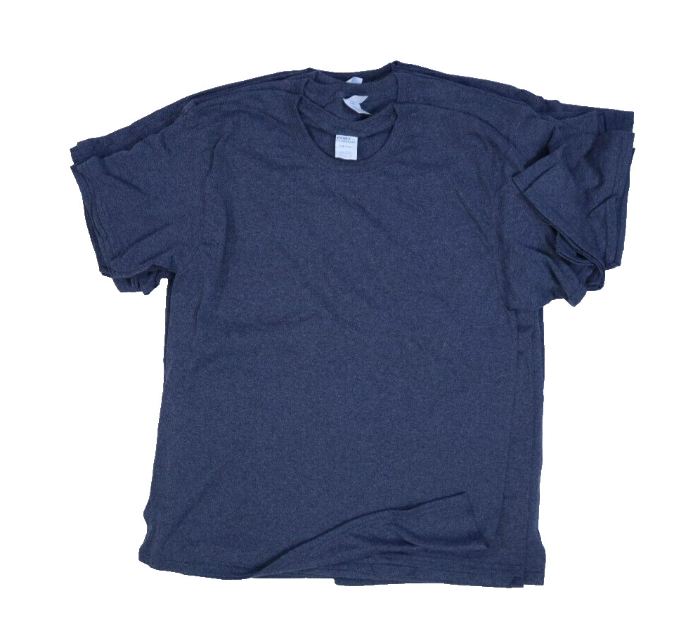 15 Port & Company Core Cotton Heather Blue Short Sleeve Blank T-Shirt Tee Mens L