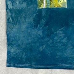 Graphic WHITE OWL & Forest Motif T Shirt Men Medium Teal Organic Cotton Tie-Dye