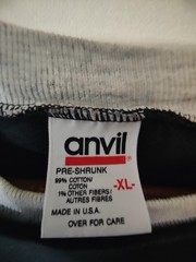 Vintage Anvil Music Note Graphic Lined T-shirt Adult Large Preshrunk