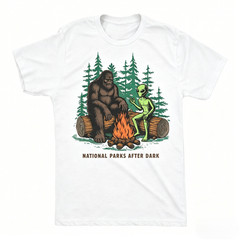 Mens Funny T Shirts After Dark Sarcastic Bigfoot Alien Graphic