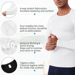 Men’s Compression Long Sleeve Shirts, Cool Dry Sport Workout Underwear Shirt …