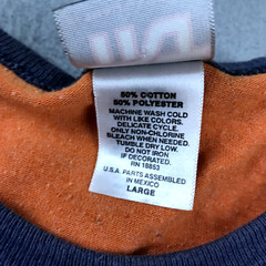 VTG PITT Shirt Mens Large Orange Cotton Contrasting Trim Pittsburgh Panthers Tee