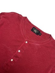 Double RL RRL Ralph Lauren Shirt Men’s Red Henley Waffle Knit Size Xlarge