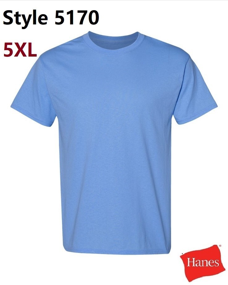 Hanes 5170 5XL EcoSmart Crewneck Short Sleeve Tee Pit to Pit 31″ Carolina Blue