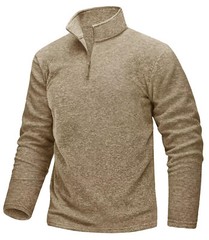 Mens Quarter Zip Sweatshirt Long Sleeve Pullover 1/4 Zip Winter Fleece Lined Top