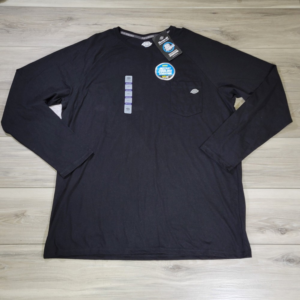 Dickies T-Shirt Men’s 2XLT Black Long Sleeve Temp IQ Performance New