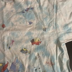 Vintage Liquid Blue Coral Reef Aquatic Paradise Tie Dye T Shirt Single Stitch L