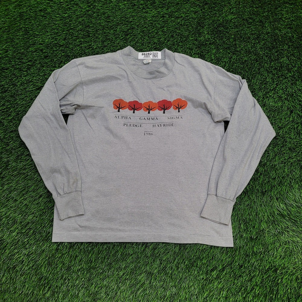 Vintage 80s Alpha-Gamma-Sigma AGS Long-Sleeve Shirt S/M 19×23 USA
