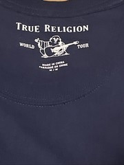 True Religion Metallic Silver Buddha Short sleeve Graphic T-shirt Men’s Med Blue
