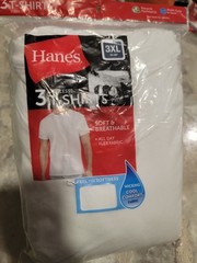 Hanes 3 Pack White Tagless T-Shirts 3XL 54-56 Crew Neck Undershirts NEW