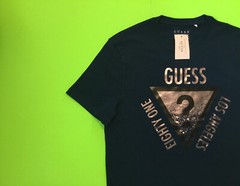 GUESS Los Angeles Men’s Short Sleeve T-Shirt Size LARGE Blue w/Dark Silver NEW