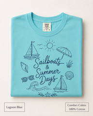 Sailboats & Summer Days Comfort Colors Tee, Nautical Coastal Shirt