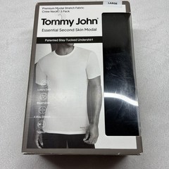 NWT Mens Tommy John Essential Second Skin Modal Crew Neck 3 Pack Black L