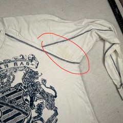 American Rag Mens XL Off White T-Shirt Lion Crest 1984 Y2k distressed SPOTS