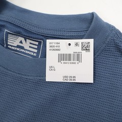 American Eagle Men’s Blue Large Relaxed Cotton Blend Crew Neck T-Shirt w/ Pocket
