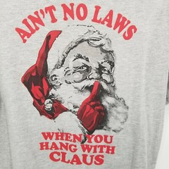 holiday time santa claus graphic tee men M gray short sleeve novelty humor funny