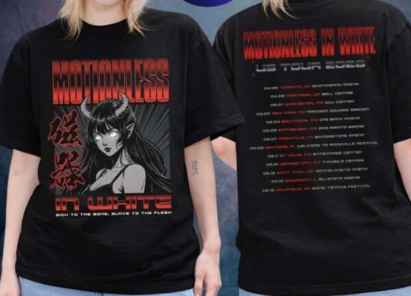 Motionless In White US Tour 2026 Merch Tour Dates Two Sided T-shirt