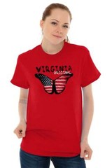 Virginia Original Butterfly America Souvenir Womens Short Sleeve Crewneck Tee