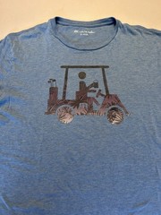 TravisMathew Men’s Catch and Release T-Shirt Heather Blue Sapphire XL Golf Cart