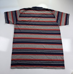 Pure Vintage 80s Striped V Neck T Shirt Mens Medium Gray Blue Red Retro skater