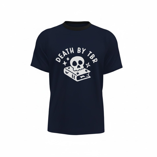 Made To Order Unisex T-Shirt – Death By TBR – w/ Skull & Book Design