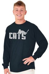 Cats Athletic Sports Classic Pet Owner Novelty Graphic Long Sleeve Tee