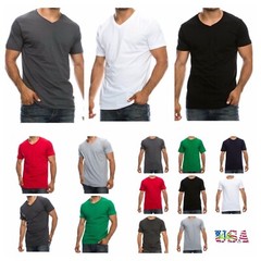 Mens T-Shirt 1, 3, 6 PACK Lot Crew Neck V-Neck Plain Casual Straight Fit Outdoor