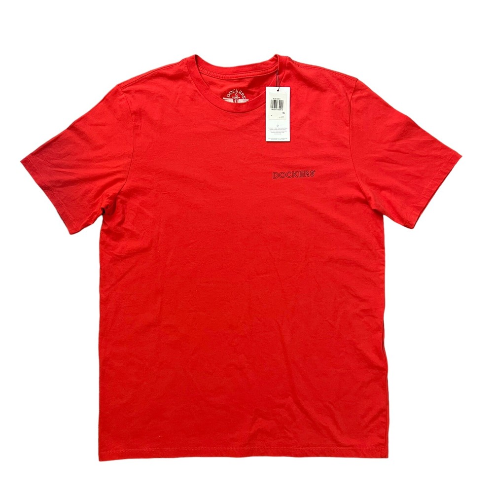 Dockers Shirt Short Sleeve Front Logo Tee Casual Red Men Size L Large NEW