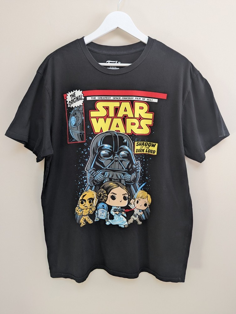Funko Pop Star Wars Shirt Retro Princess Leia Vader Tee Comin Black Size L