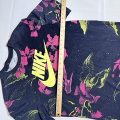 Nike Tee Shirt, AOP, Floral/Leaves/Galaxy, 100% Cotton, Black, Male, Medium