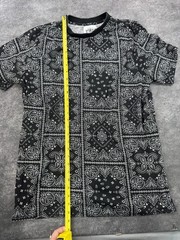 Street Vibes Black & White Short Sleeve Paisley Print Shirt Mens Large Bandana
