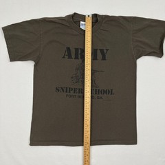 VTG 90s Army Sniper School Shirt Adult Men S Green Brown Graphic Fort Benning GA