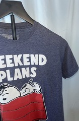 Peanuts Snoopy Blue Graphic T-shirt Weekend Plans Size S Movie Cartoon