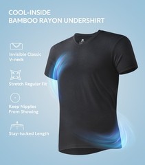 3 Pack David Archy Men’s Bamboo Rayon V-Neck Tees, Moisture-Wicking Undershirts