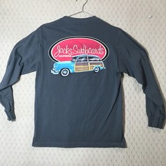 JACKS SURFBOARDS Long Sleeve SHIRT Sz M Gray Cotton Surf Wagon Huntington Beach