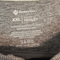 Members Mark Mens XXL Thermal Henley Shirt Charcoal Grey Waffle Knit New