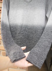 In The Attic Japan Gray Gredient V Neck Polyester T Shirt Sz JP/M , US/S