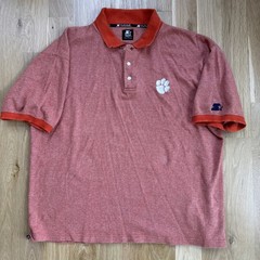 VTG Starter Clemson Tigers Polo Shirt Size XL Textured Fabric 90s 80s College