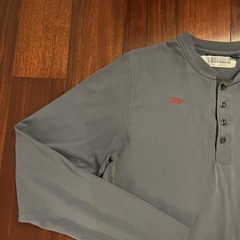 Tyndale FR Shirt Large Henley Blue Fire Resistant Work Button Long Sleeve Exxon