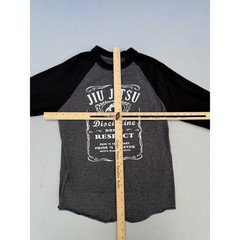 Jiu Jitsu Discipline Honor Respect MMA Graphic Raglan Baseball Tee Gray Black