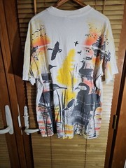 Vintage 90s Single Stitch Ducks Loons AOP All Over Print Nature Tee T Shirt XXL