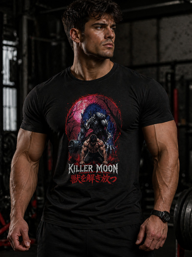 Gym Anime T-Shirt Men’s Graphic Tee Streetwear Fitness Beast Print Unisex POD