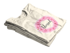 Pink Watercolor Blessed Floral Wreath Tee | T-Shirt