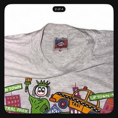 Denny Firste New York City Shoppers Graphic Print Gray Crew Neck T-Shirt L